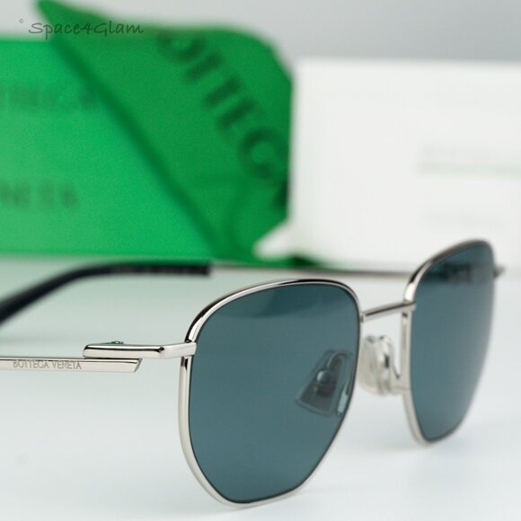 NEW Bottega Veneta BV1301S 004 Silver Green Split Panthos Unisex Sunglasses - Picture 3 of 9